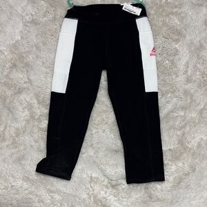 Reebok Kids Leggings in Black and White with Pink Logo